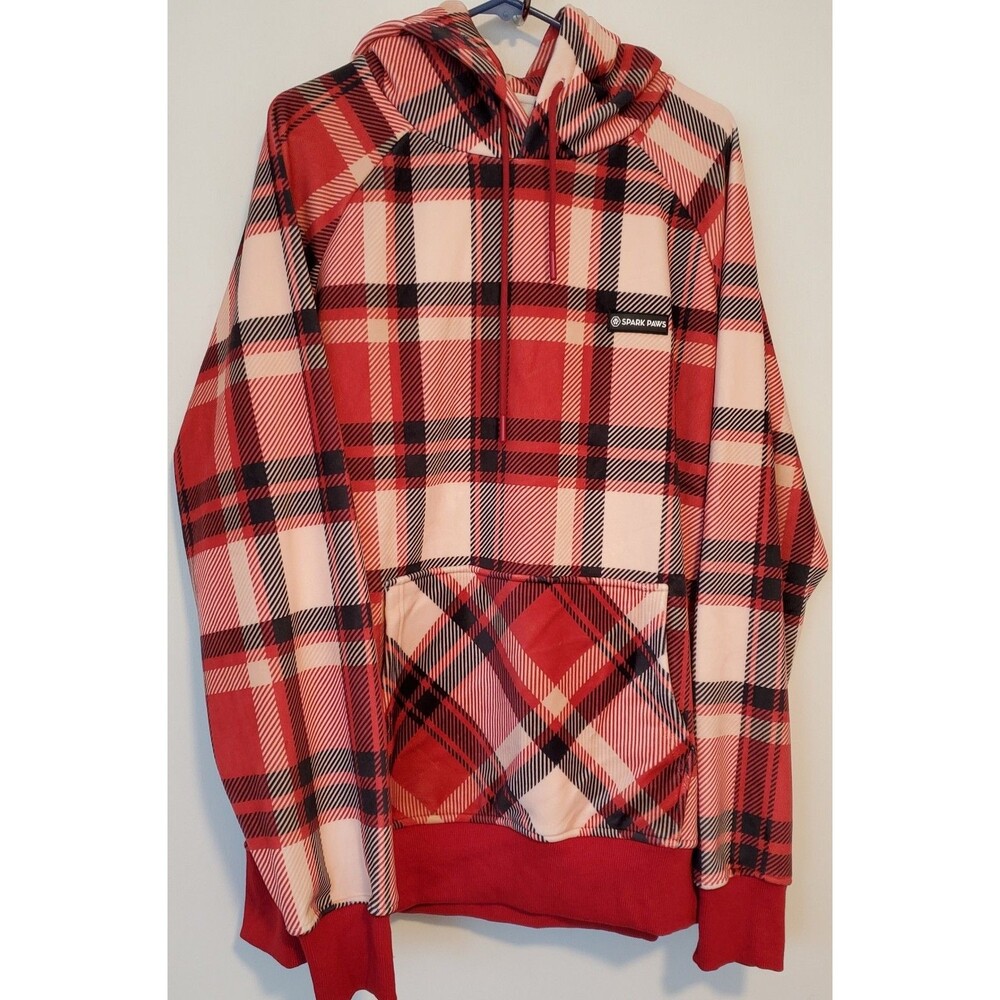 Spark Paws Super Soft Red Black Plaid Hoodie Size 2XL NWT